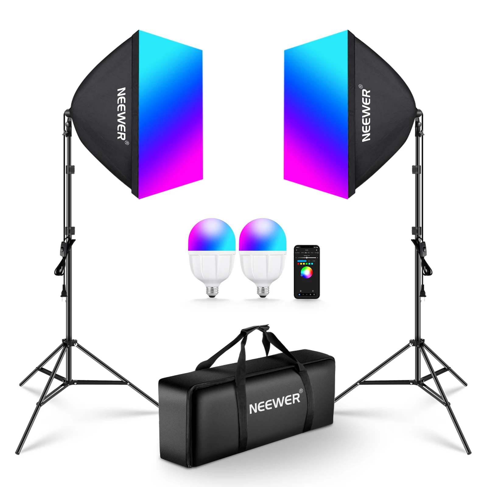 Lighting Effect In Photography - NEEWER RGB Softbox Beleuchtungsset mit App-Steuerung