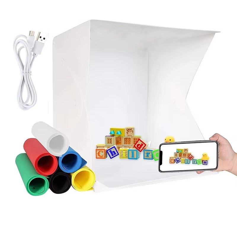 Photography Lighting Background - Faltbarer Lichtkasten, tragbares Fotostudio-Zelt mit LED-Beleuchtung,